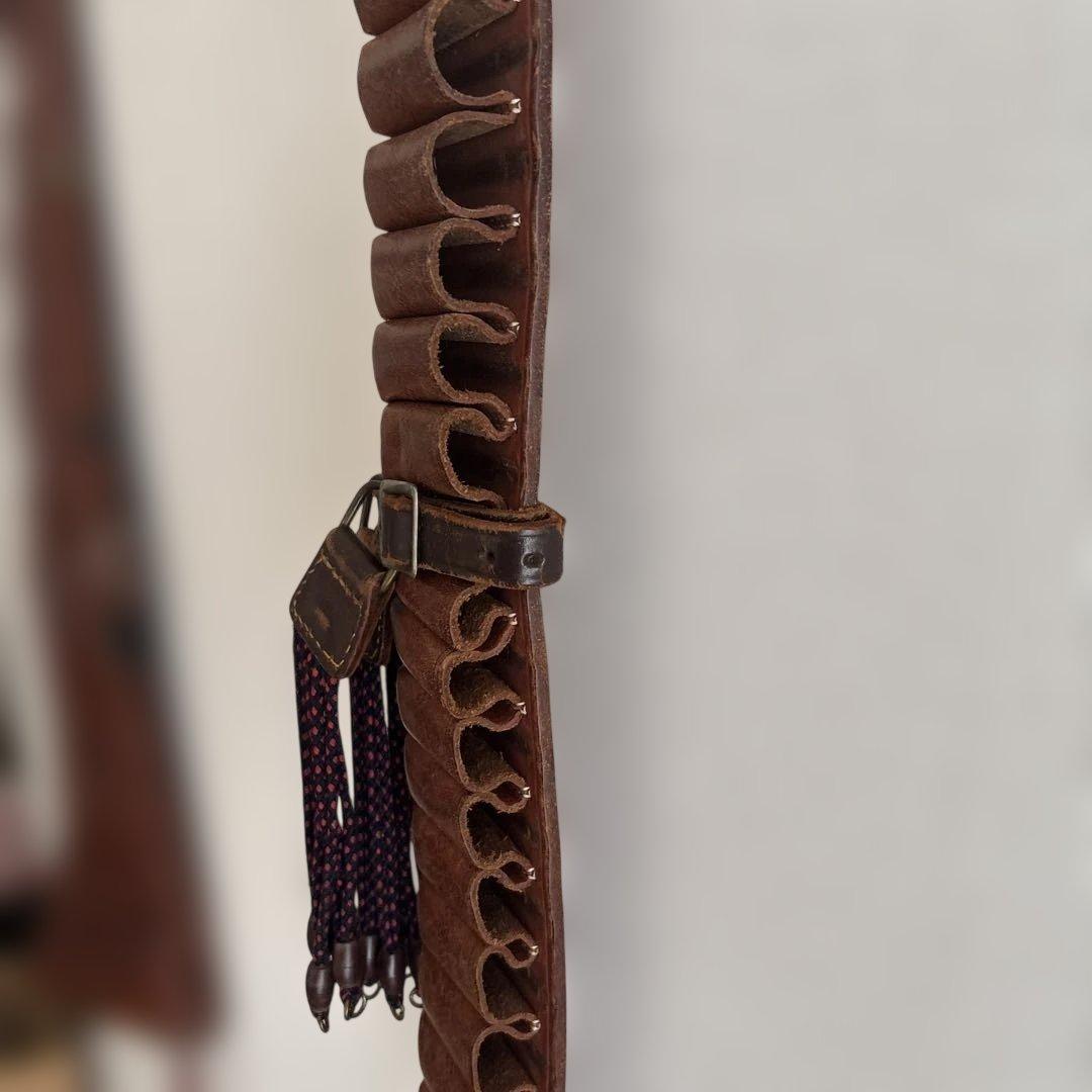 レザーショットシェル ベルト 本革 弾帯 シェルホルダー 25発 サバゲー