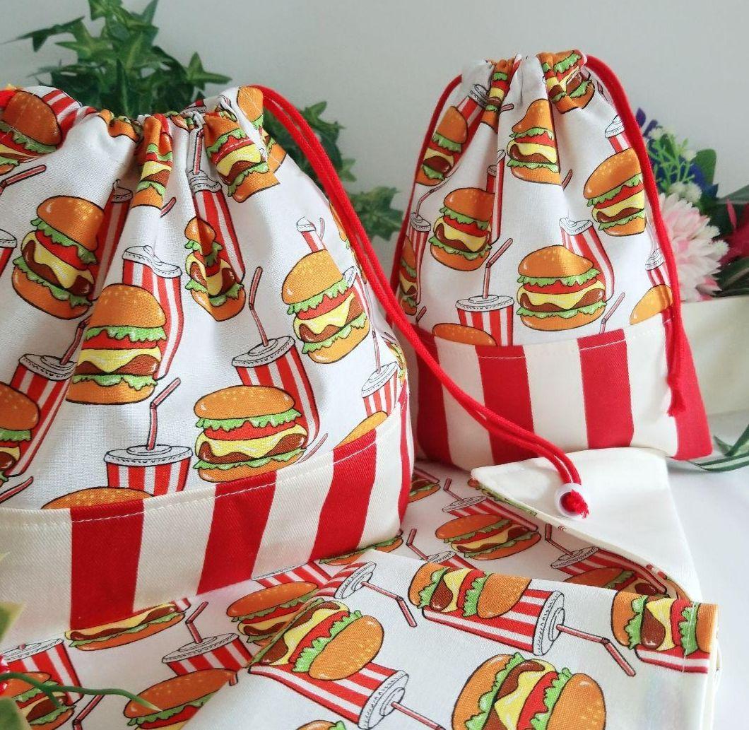 バーガー ☆ハンバーガー ランチョンマット お弁当袋 コップ袋 ハンドメイド