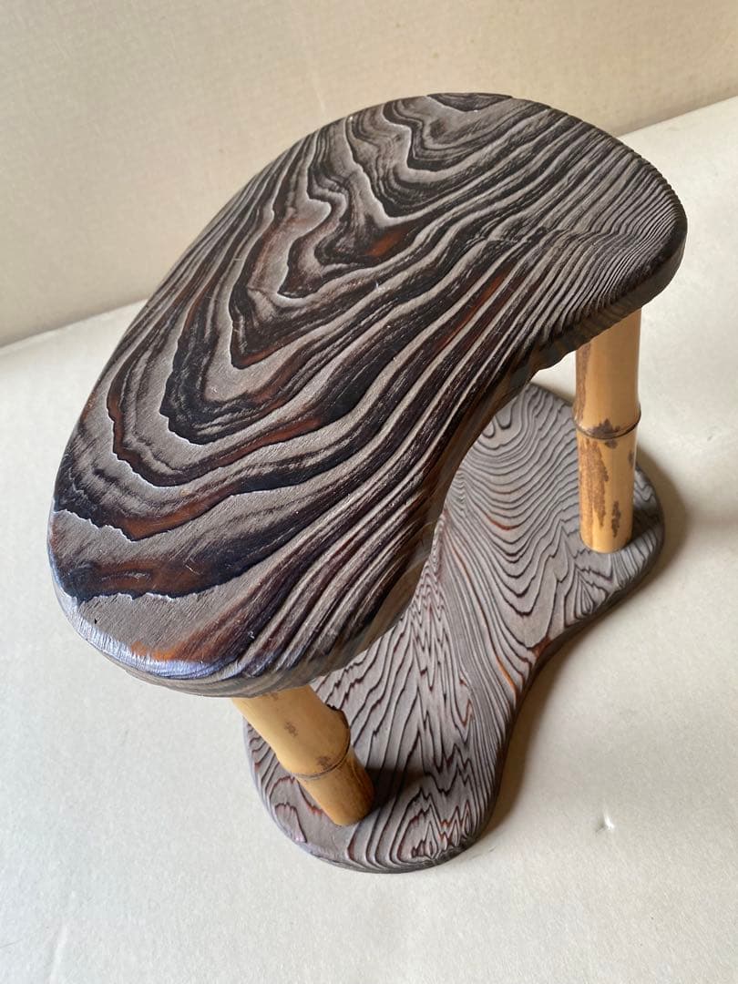 焼杉棚　飾り棚　飾り台　二段　置き台　茶道具