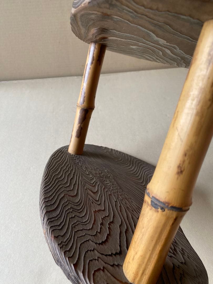 焼杉棚　飾り棚　飾り台　二段　置き台　茶道具