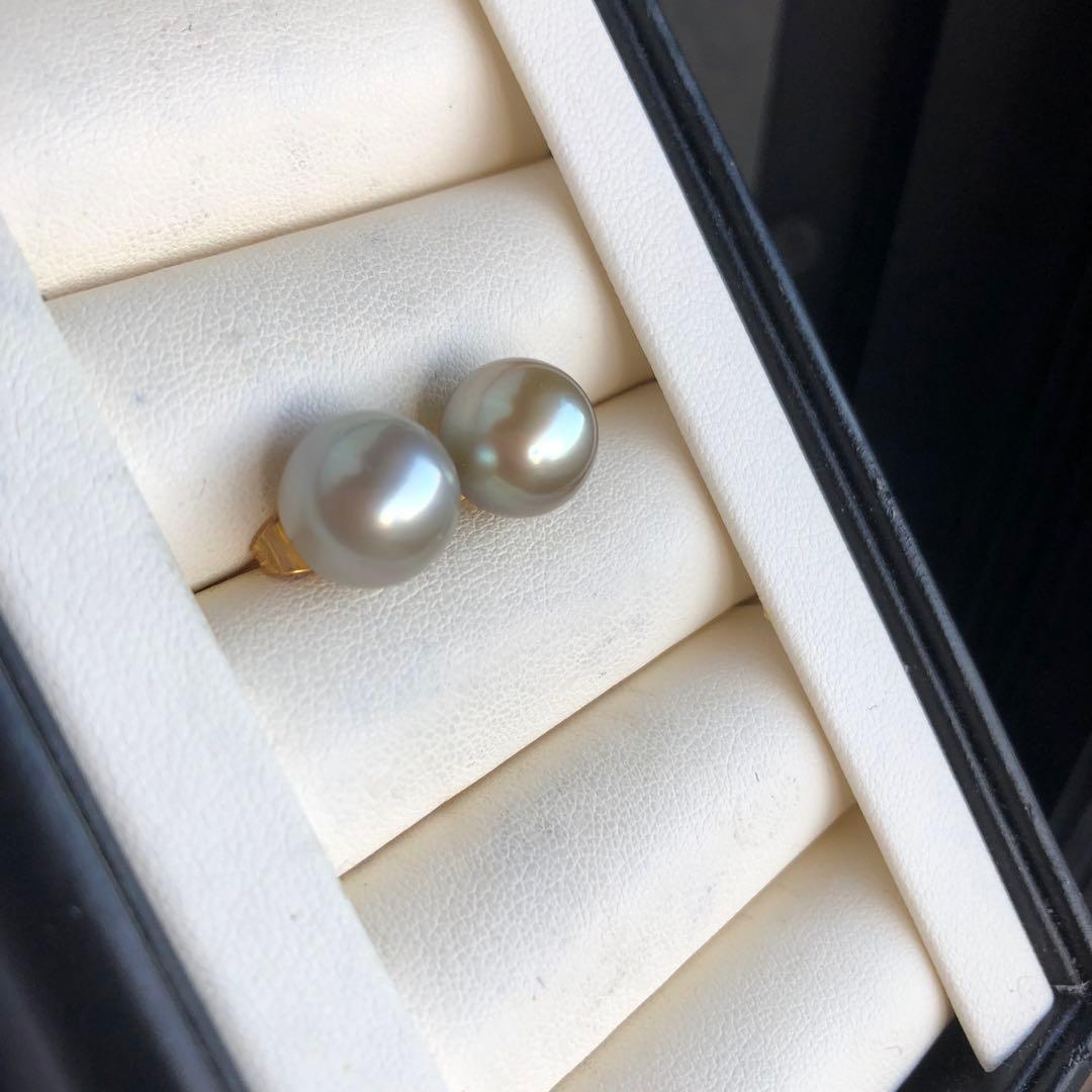 希少AppleGreen 黒蝶真珠ピアス タヒチパールピアス