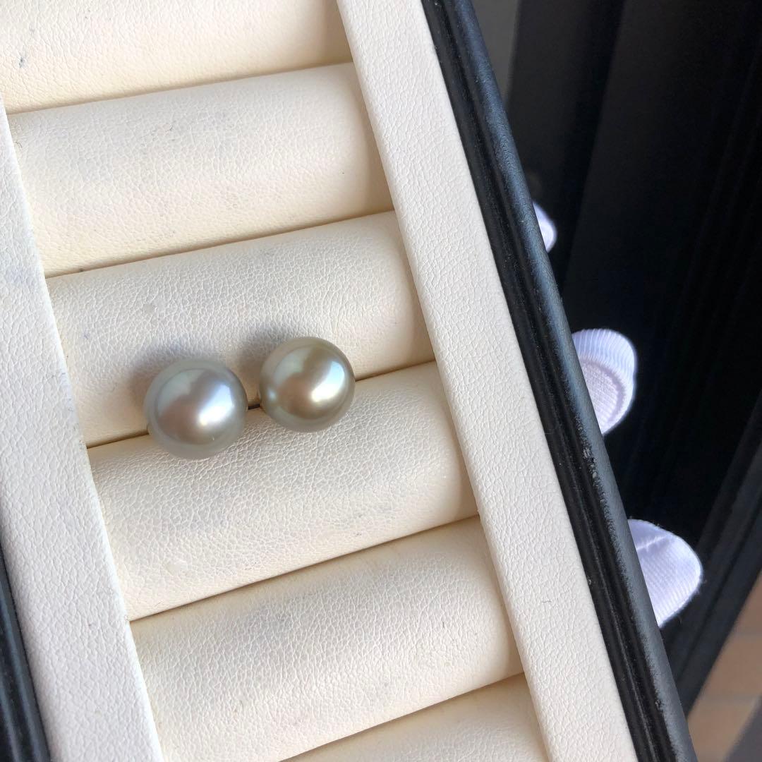 希少AppleGreen 黒蝶真珠ピアス タヒチパールピアス