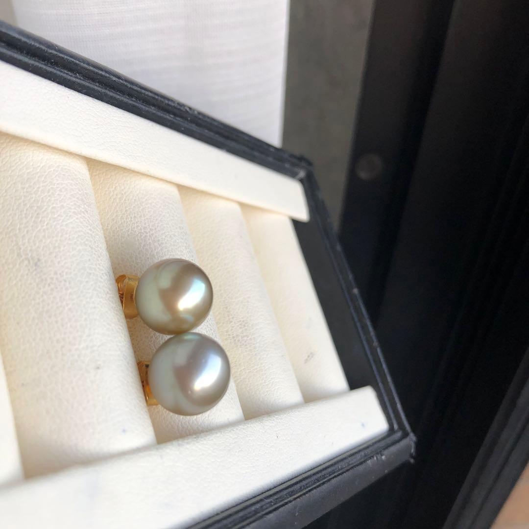 希少AppleGreen 黒蝶真珠ピアス タヒチパールピアス