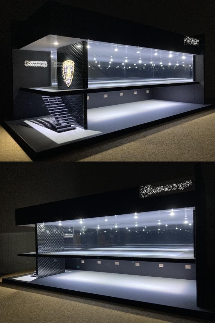 ミニカー専用ジオラマ：1/64 カーディーラーⅢ（光沢カーボン）全面ミラー貼り！