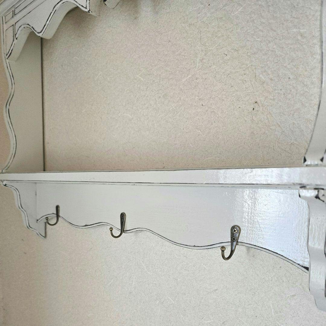 りん　フレンチアンティークシャビー壁掛けシェルフワイド800　モール