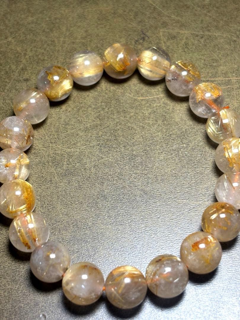 ゴールドタイチンルチルブレスレット10㎜（新品未使用）高品質　金運最強