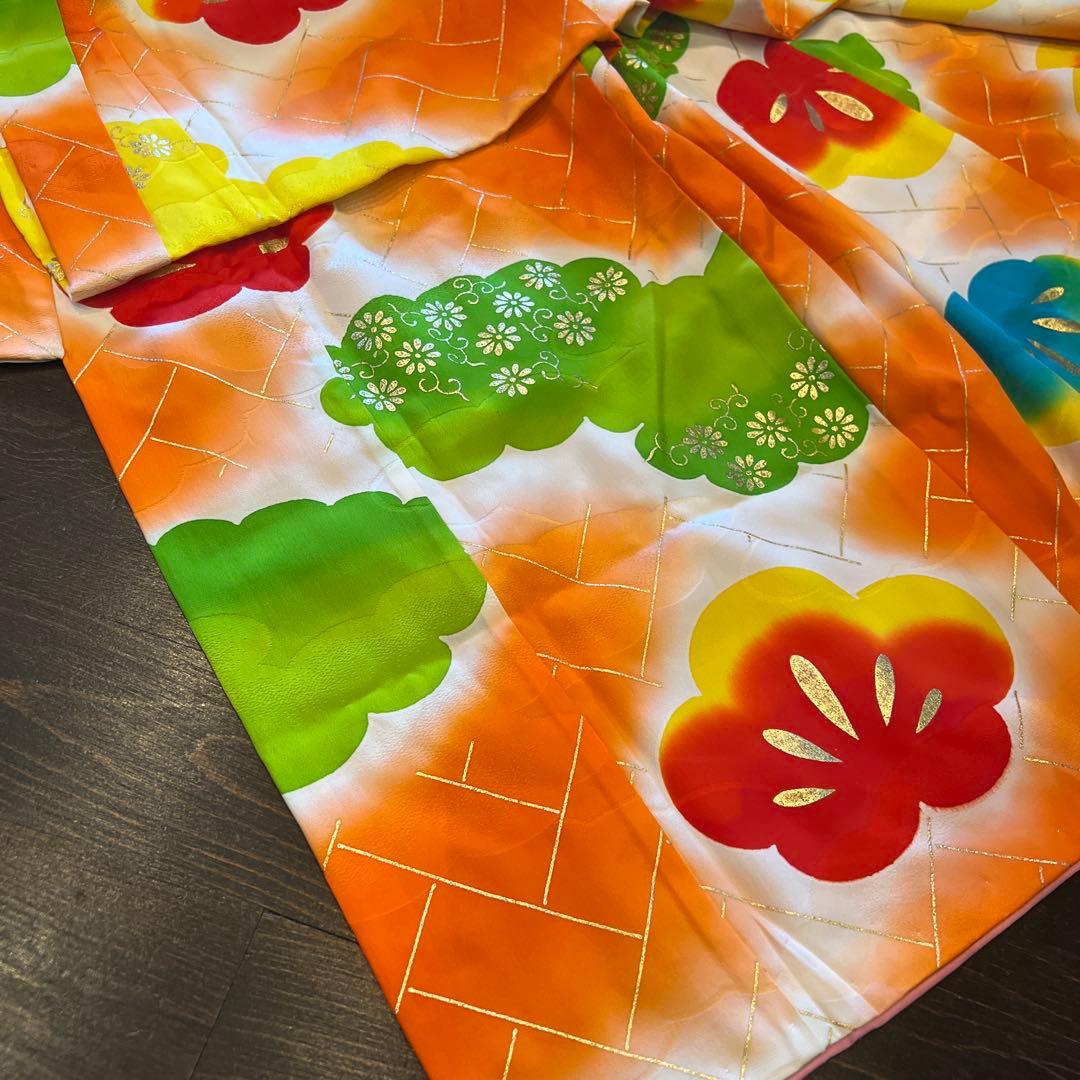 アンティーク 七五三 セット 110〜120 七歳 ハイカラ 梅 作り帯 全小物