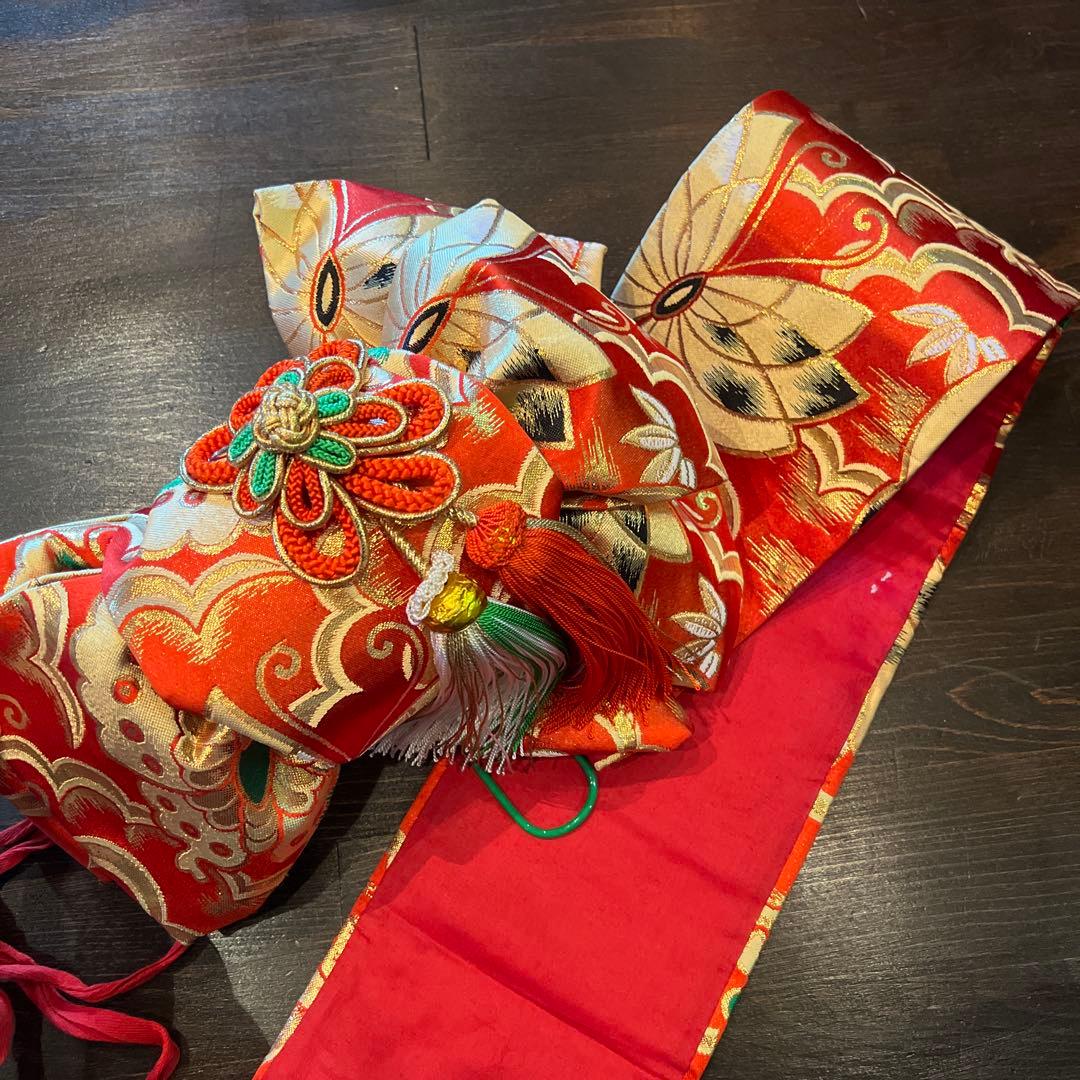 アンティーク 七五三 セット 110〜120 七歳 ハイカラ 梅 作り帯 全小物