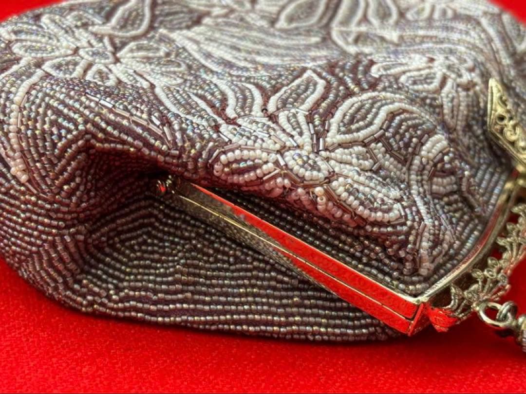 【未使用】和装ビーズ編みバッグ