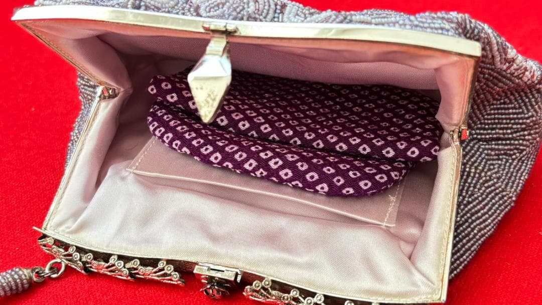 【未使用】和装ビーズ編みバッグ