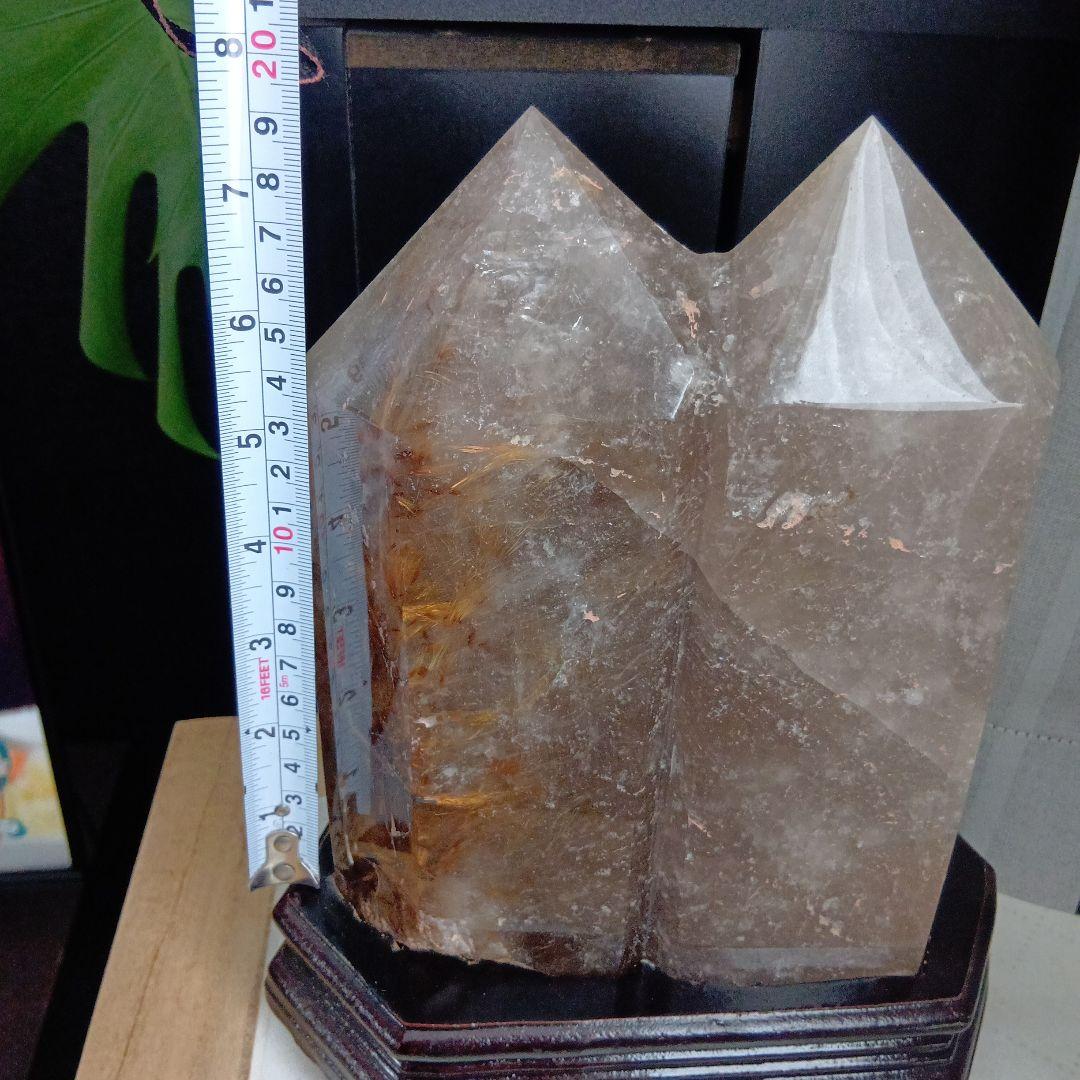 ゴールドルチル 水晶　原石　天然石　台座＋さざれ付き