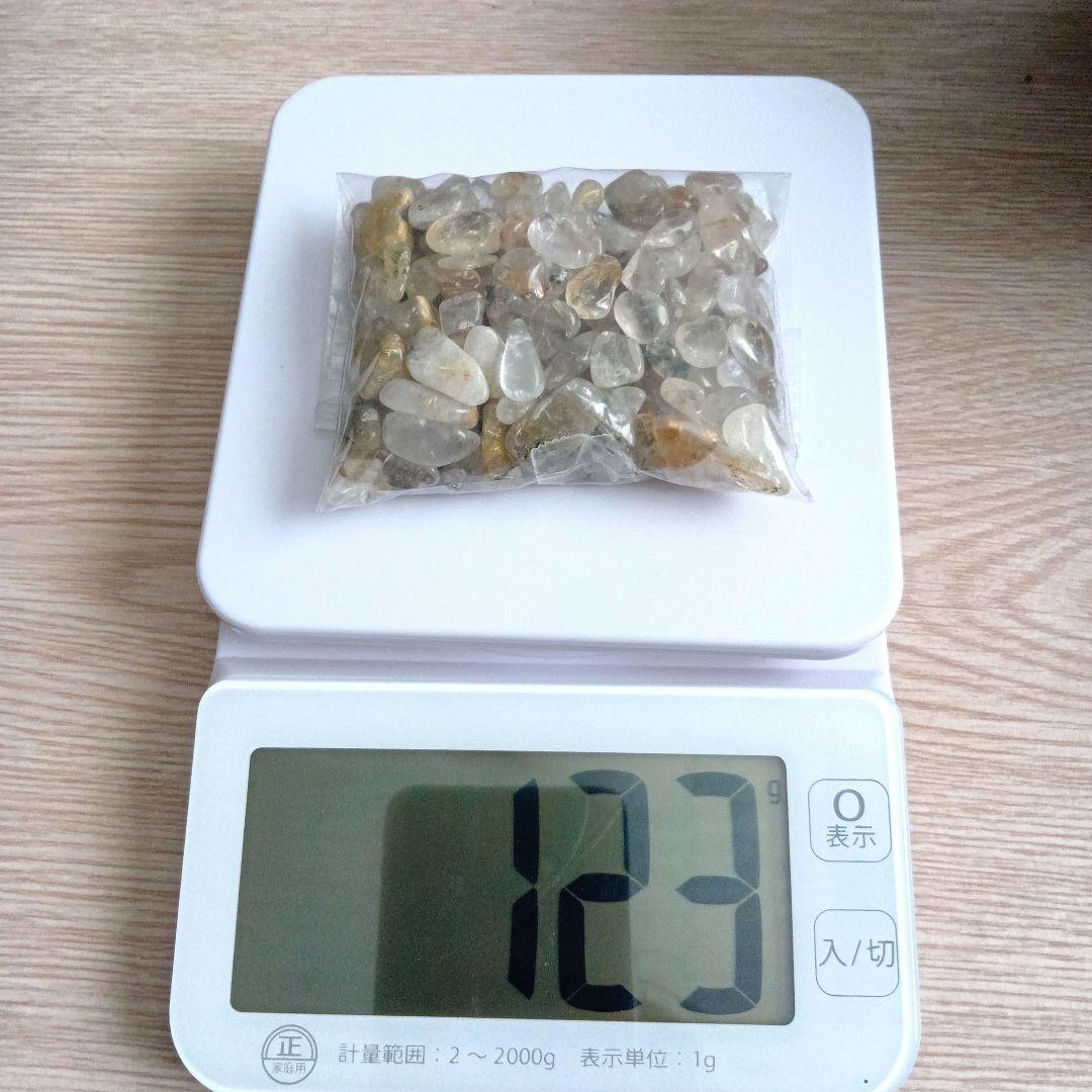 ゴールドルチル 水晶　原石　天然石　台座＋さざれ付き