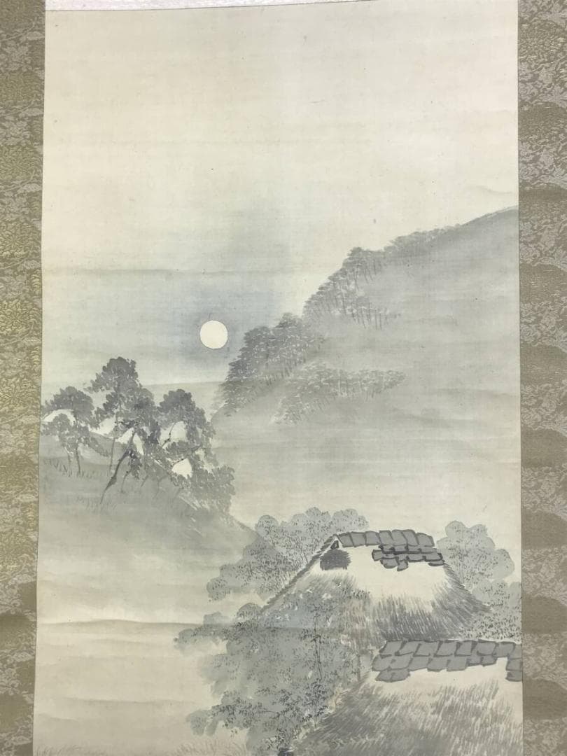 真作/森寛斎/山水図/砧図/秋景宵山水/きぬた図/掛軸/名家伝来AH-567