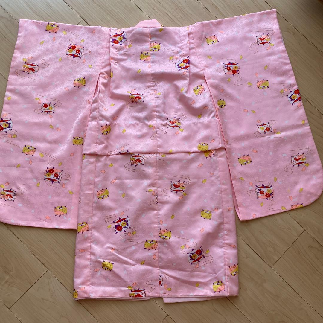 七五三 3歳 女の子 子供 着物 被布 セット　古典　レトロ　ピンク
