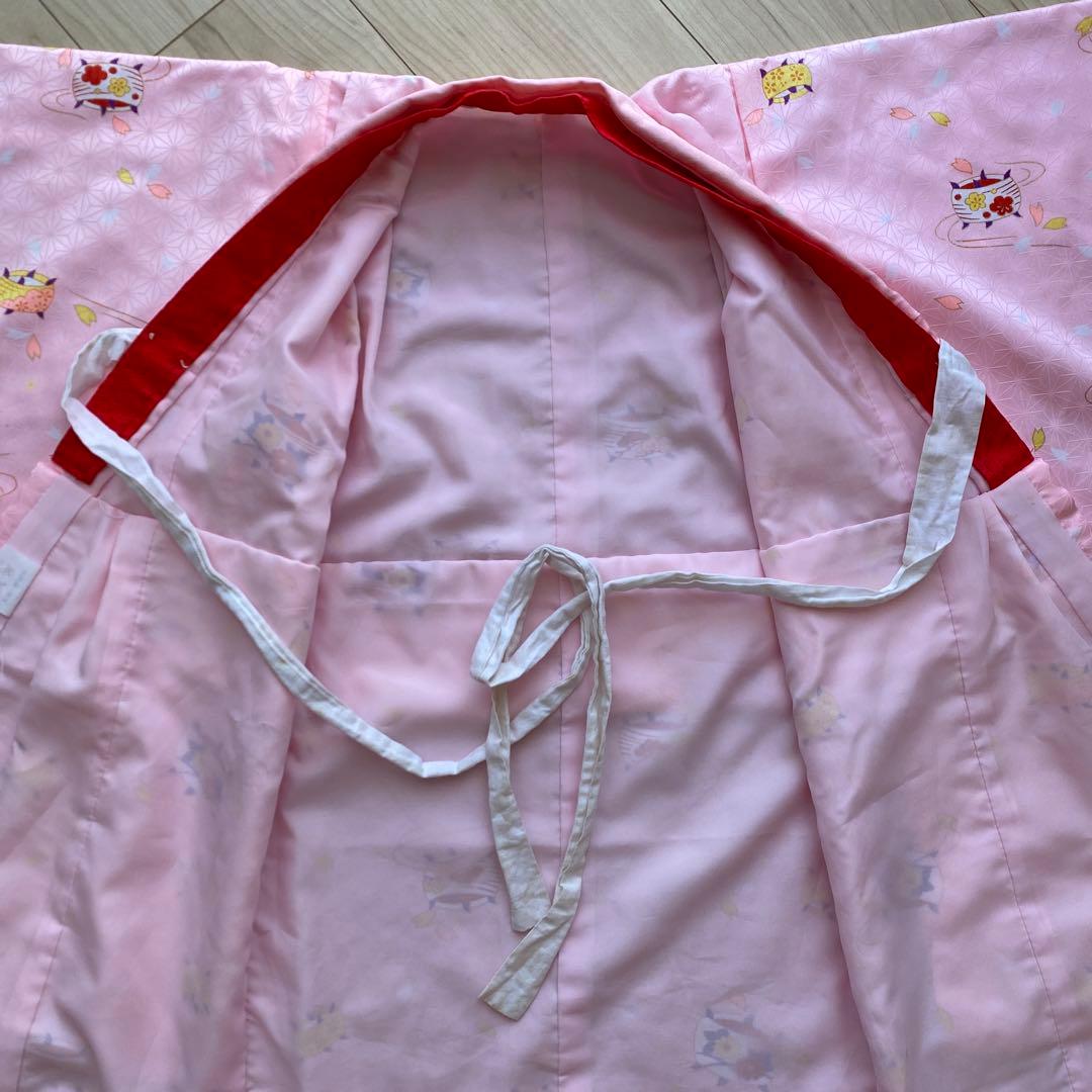 七五三 3歳 女の子 子供 着物 被布 セット　古典　レトロ　ピンク