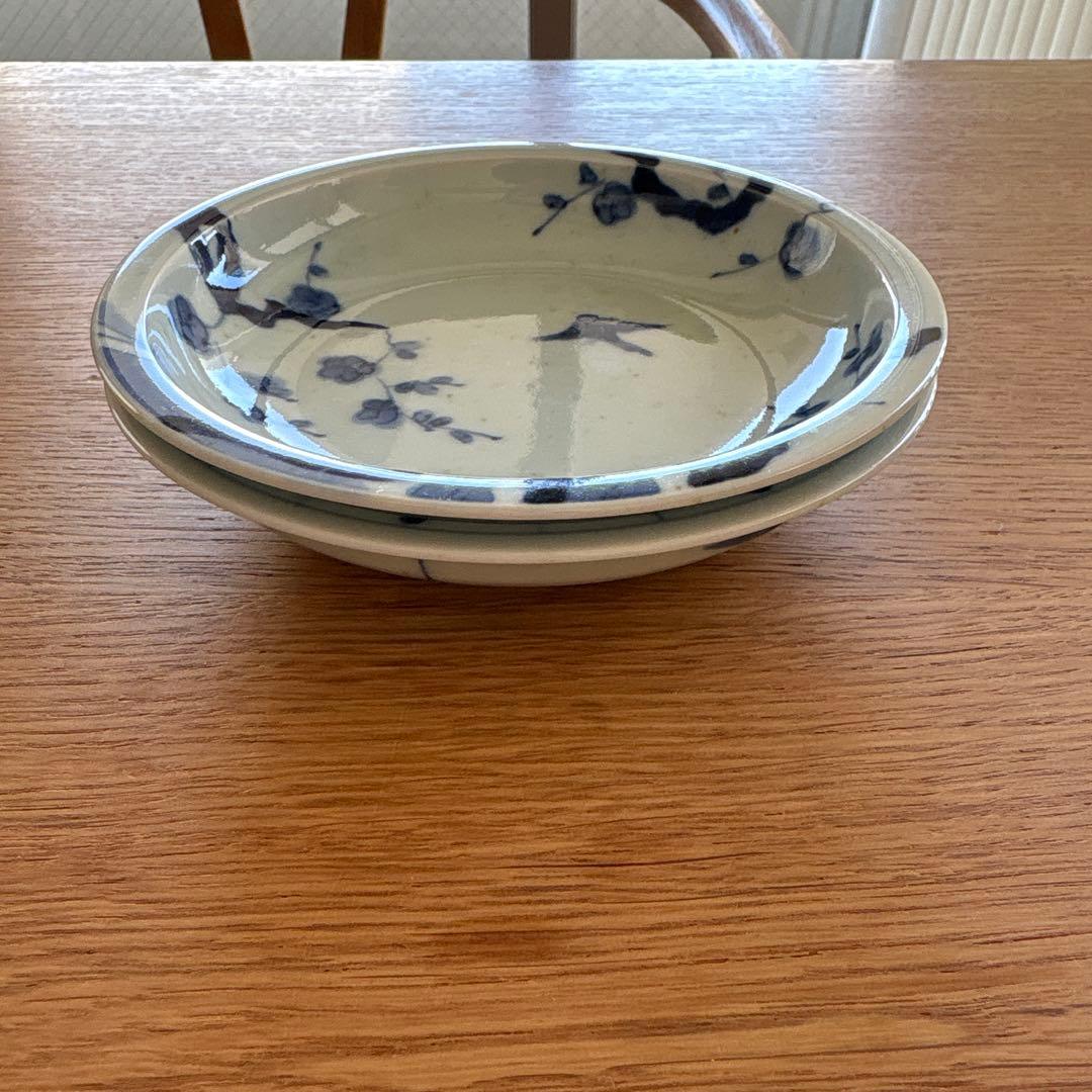 ZOA-JAPAN プライムシリーズ　染付梅鳥文　芙蓉手文　4.5寸皿　2客