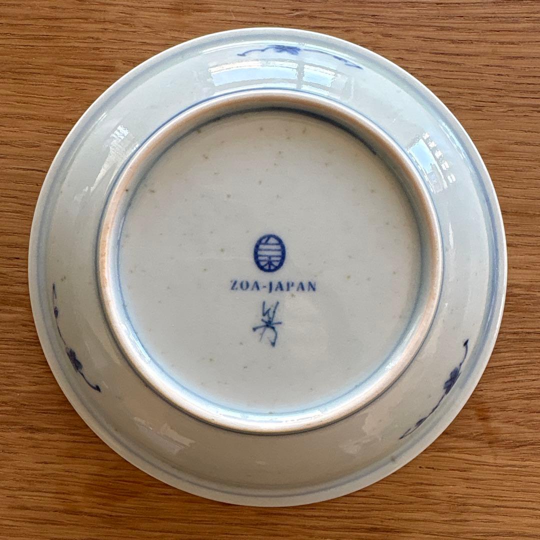 ZOA-JAPAN プライムシリーズ　染付梅鳥文　芙蓉手文　4.5寸皿　2客