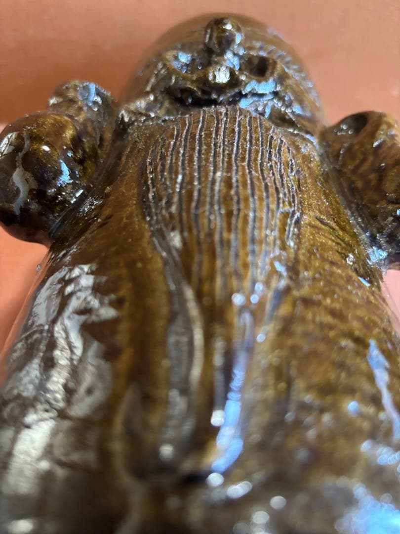 河井寛次郎作藁灰鉄釉森人形置物　検森の季節の案内人