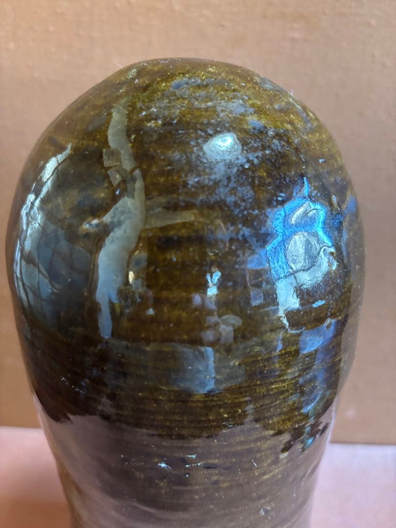 河井寛次郎作藁灰鉄釉森人形置物　検森の季節の案内人