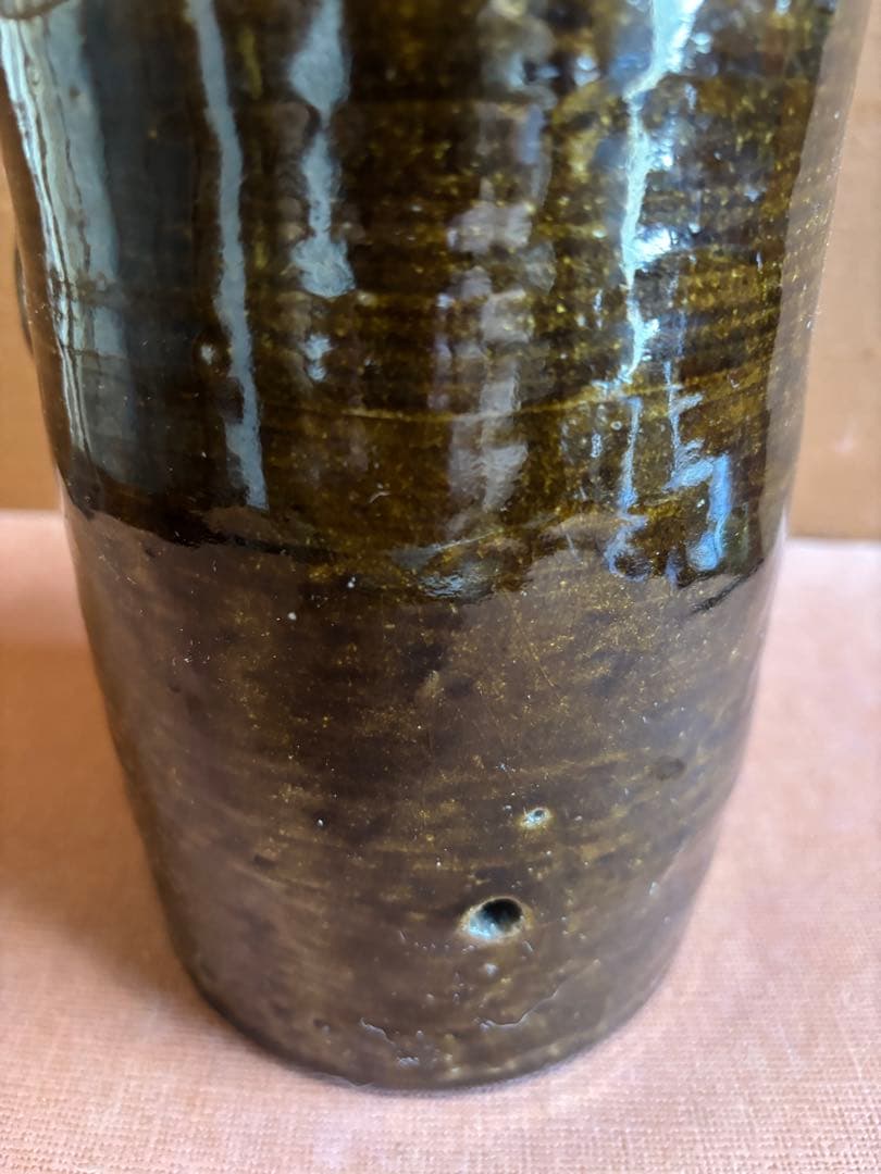 河井寛次郎作藁灰鉄釉森人形置物　検森の季節の案内人