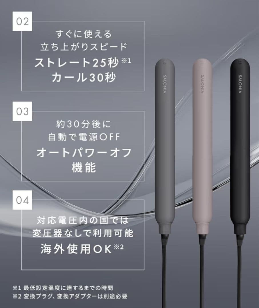 SALONIA　サロニア　スムースシャインストレートアイロン　24mm　グレー