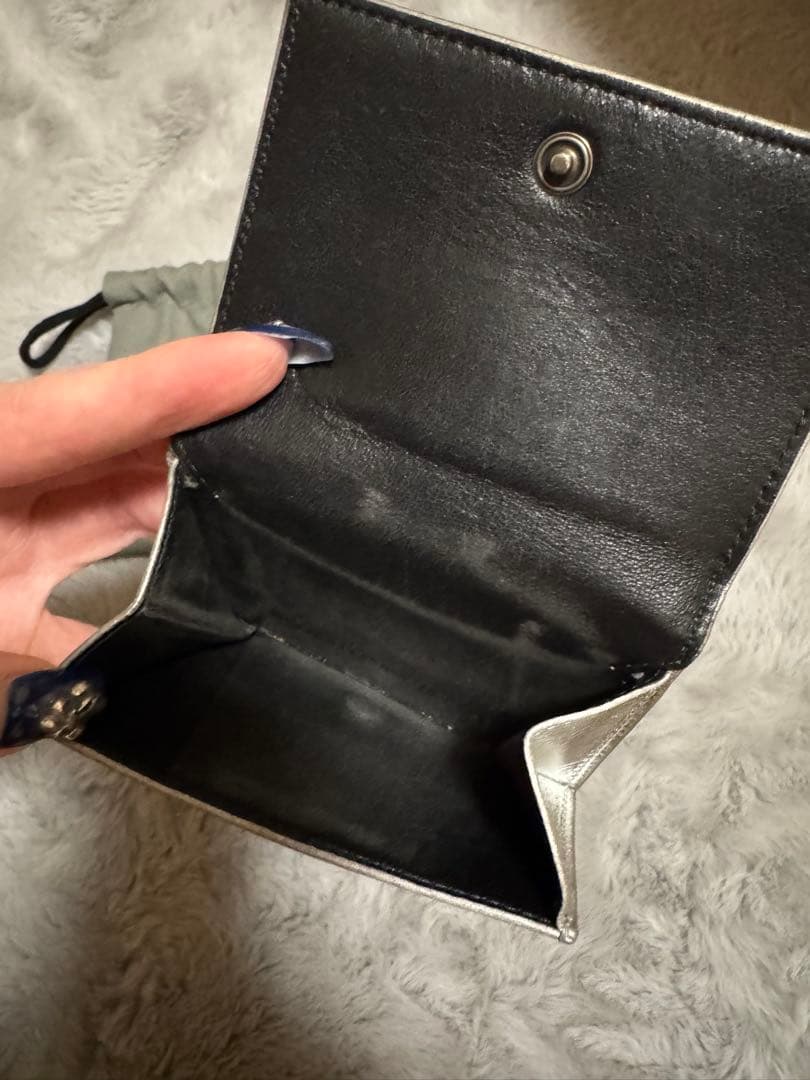BALENCIAGA バレンシアガ BBモノグラム ミニウォレット シルバー