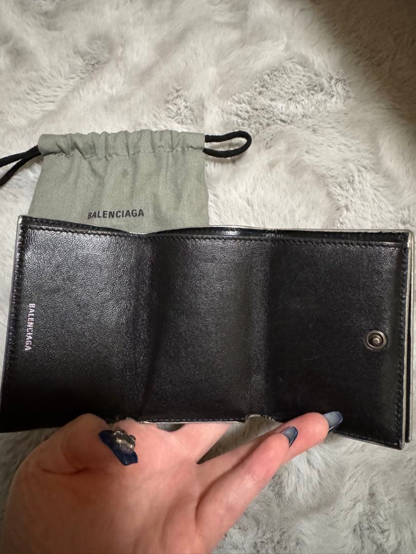 BALENCIAGA バレンシアガ BBモノグラム ミニウォレット シルバー