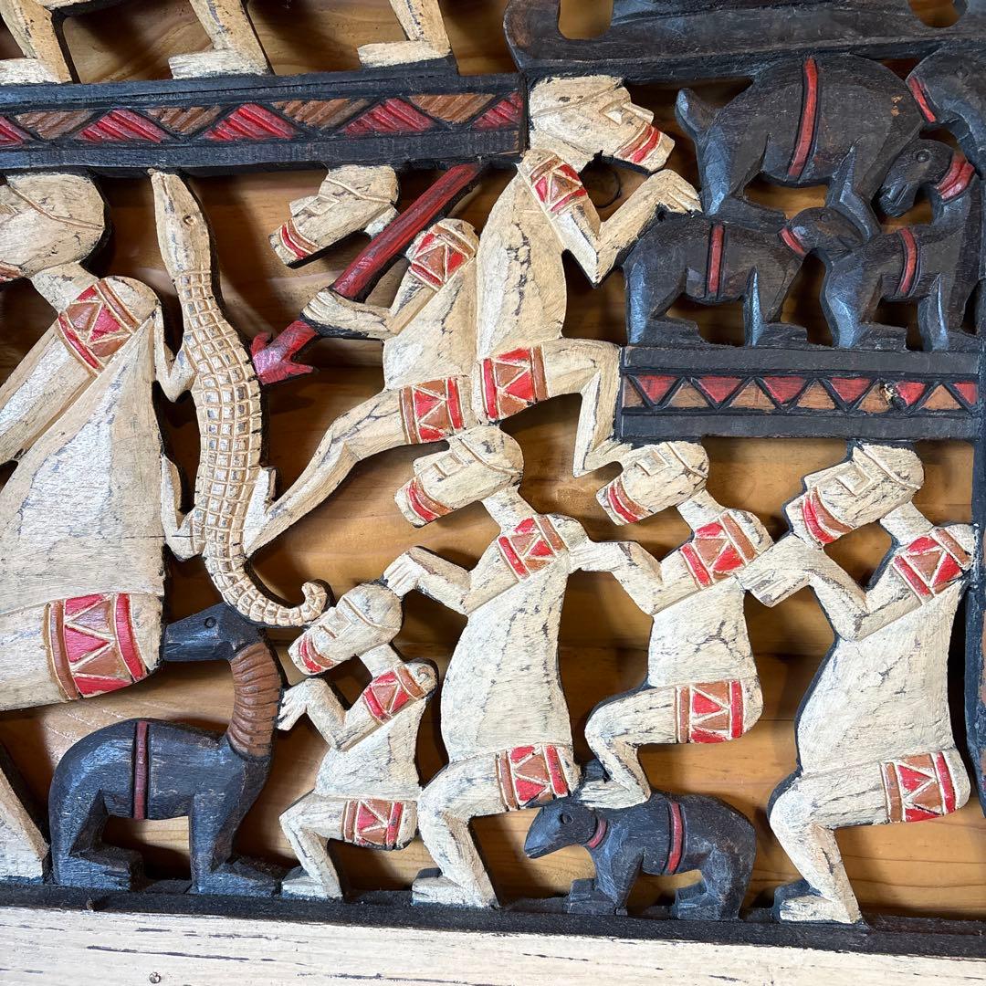 大型 木彫りレリーフアート バリ島 職人作品