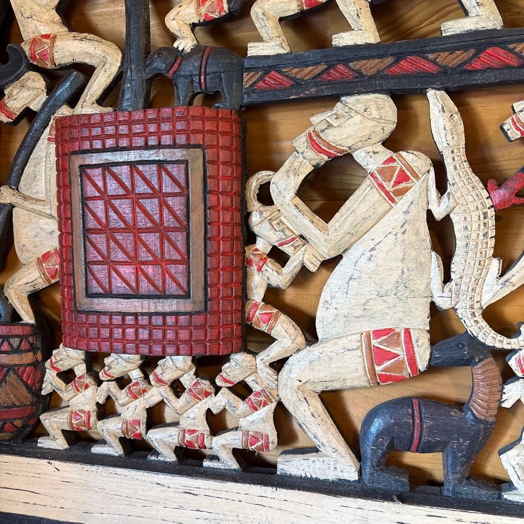 大型 木彫りレリーフアート バリ島 職人作品