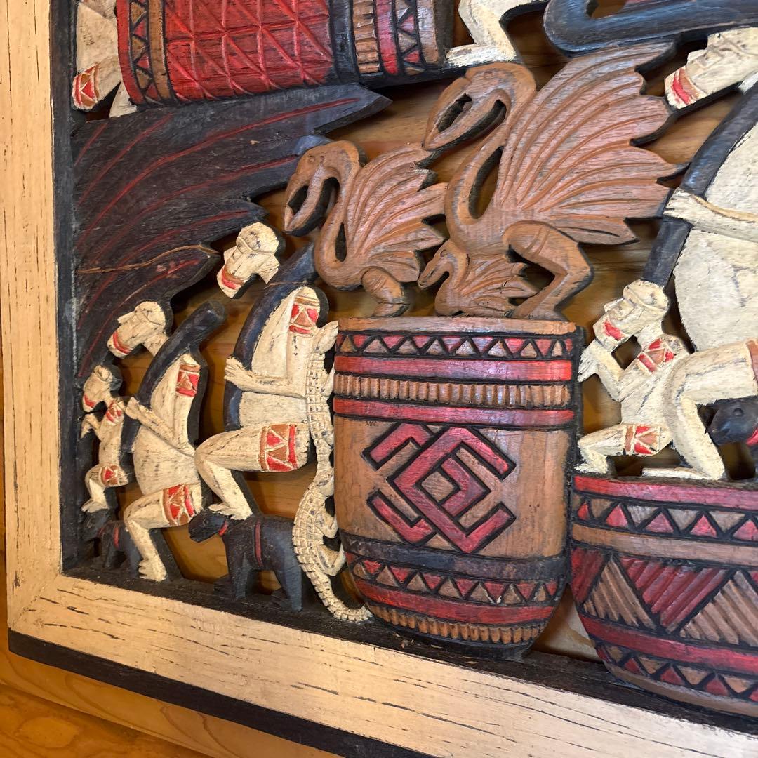 大型 木彫りレリーフアート バリ島 職人作品