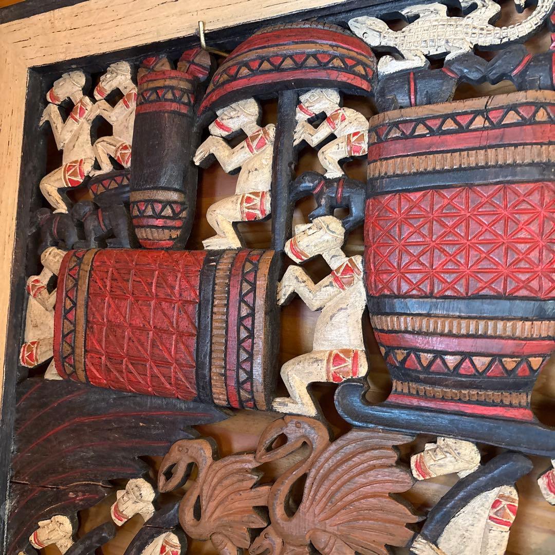 大型 木彫りレリーフアート バリ島 職人作品