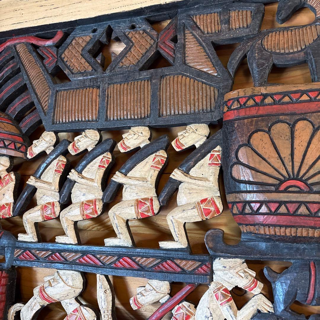 大型 木彫りレリーフアート バリ島 職人作品