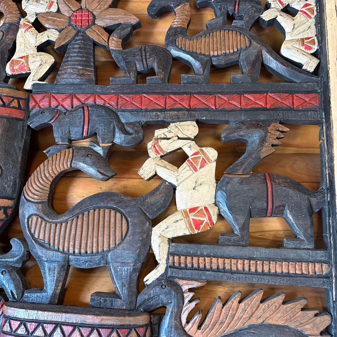 大型 木彫りレリーフアート バリ島 職人作品