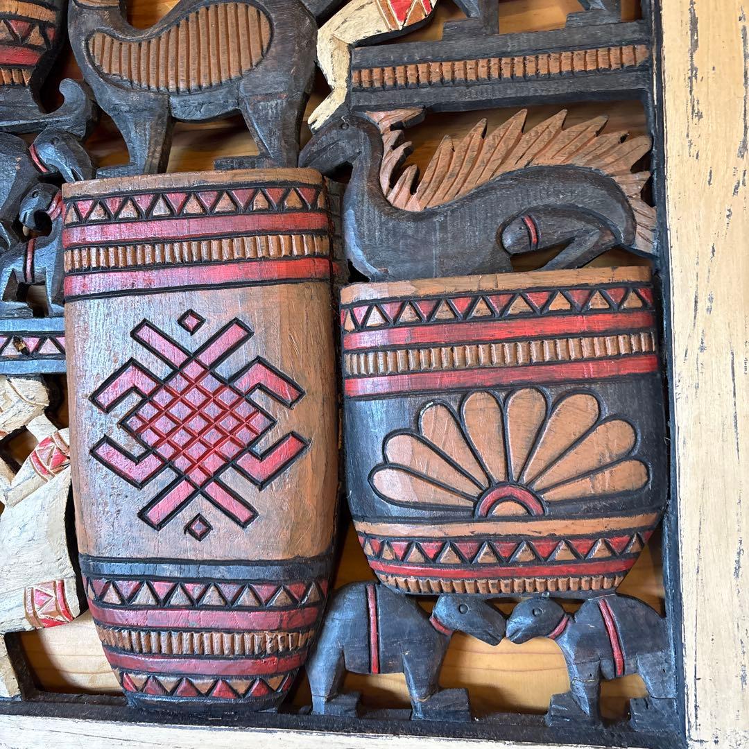 大型 木彫りレリーフアート バリ島 職人作品