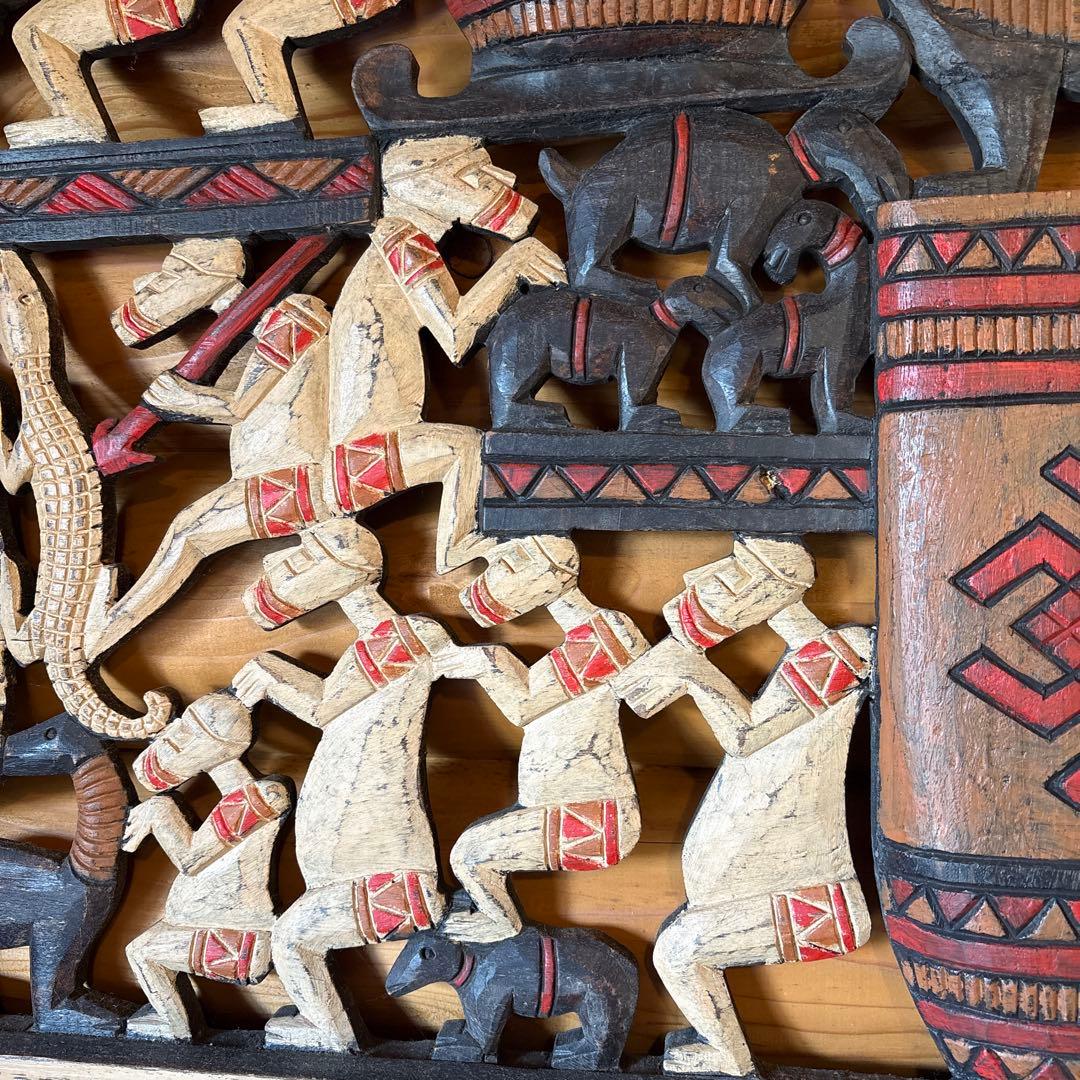 大型 木彫りレリーフアート バリ島 職人作品