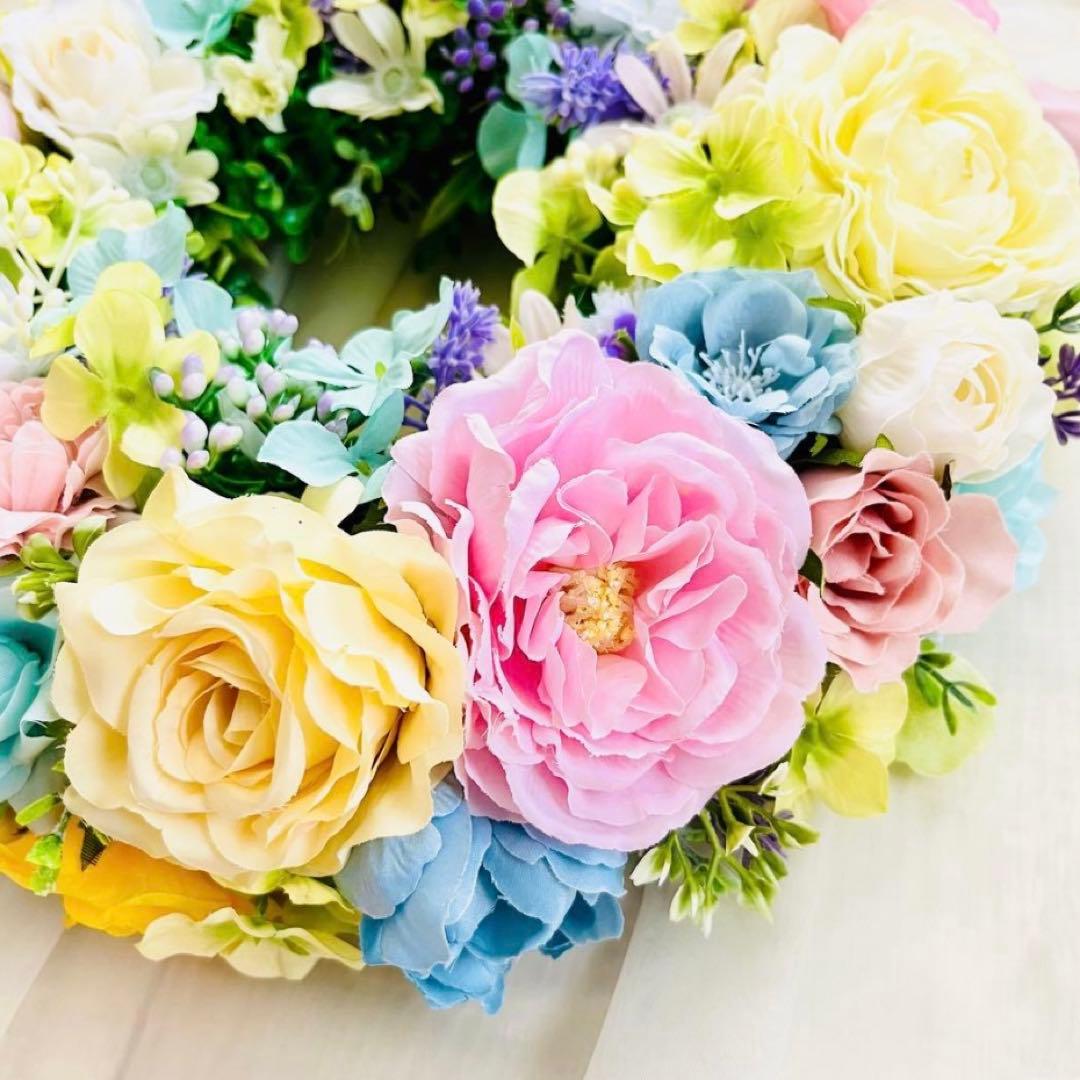 春リース 春まち パステル ローズ イースター 春色 野花 イースター119