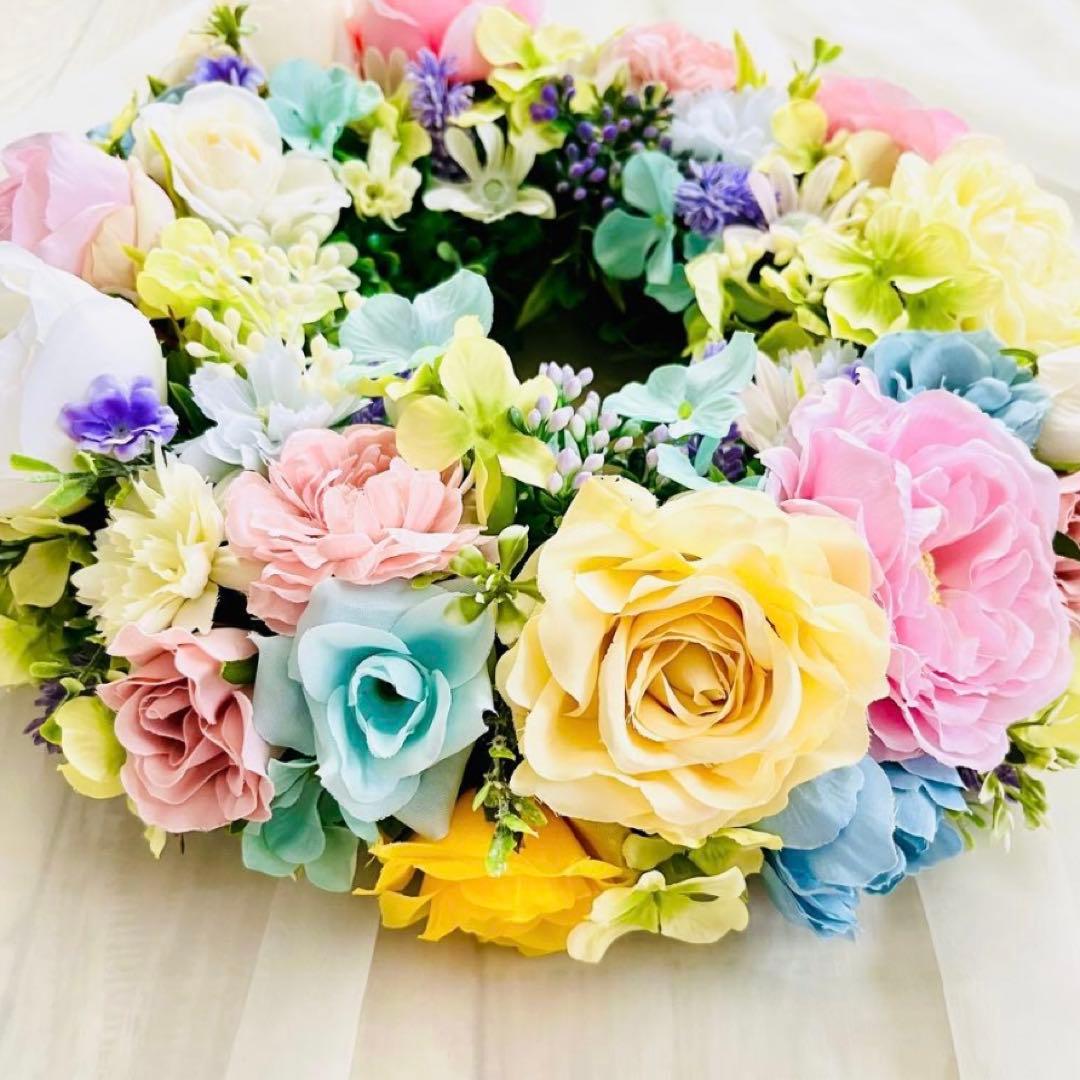 春リース 春まち パステル ローズ イースター 春色 野花 イースター119