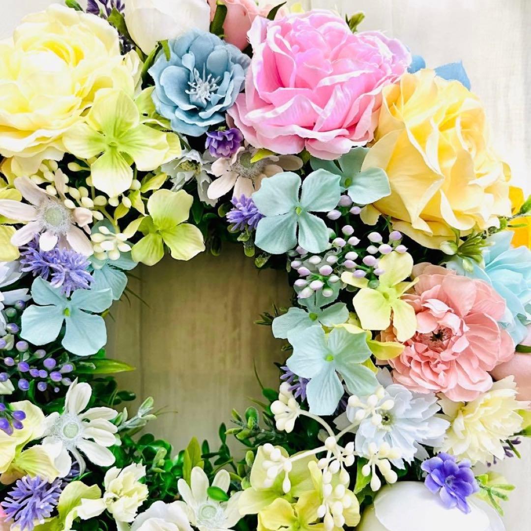 春リース 春まち パステル ローズ イースター 春色 野花 イースター119