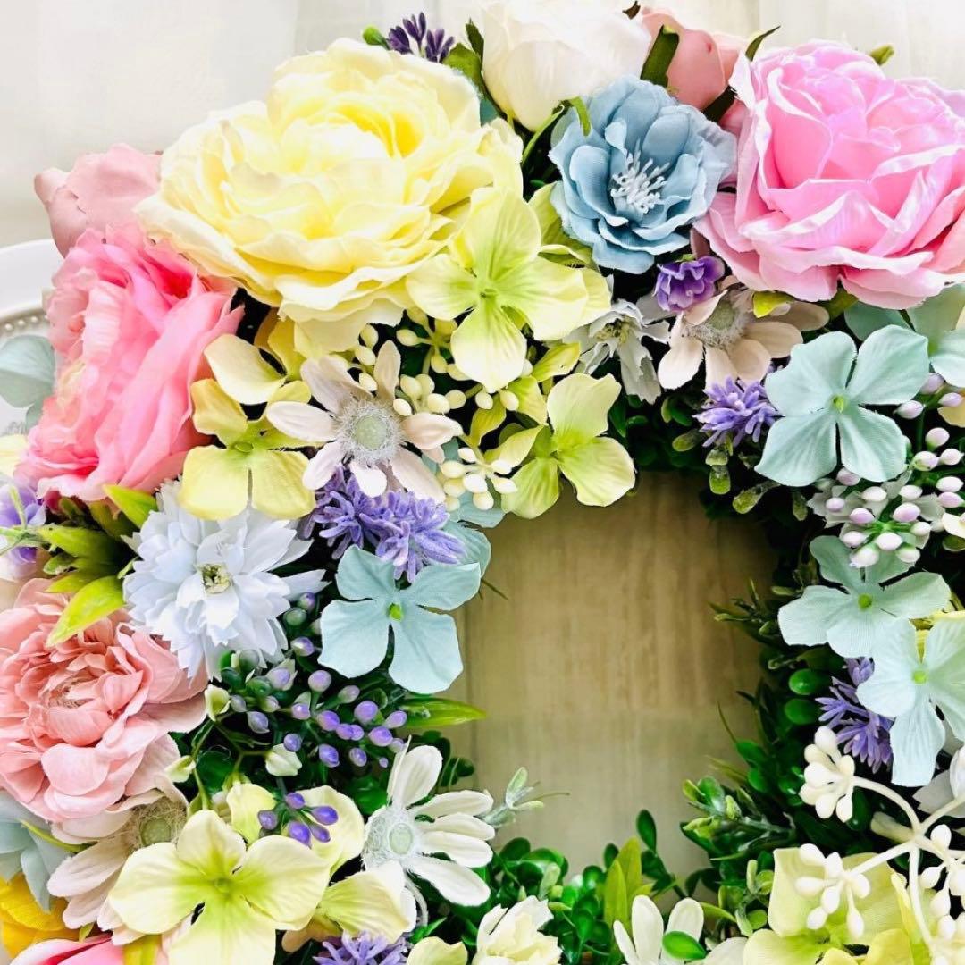 春リース 春まち パステル ローズ イースター 春色 野花 イースター119