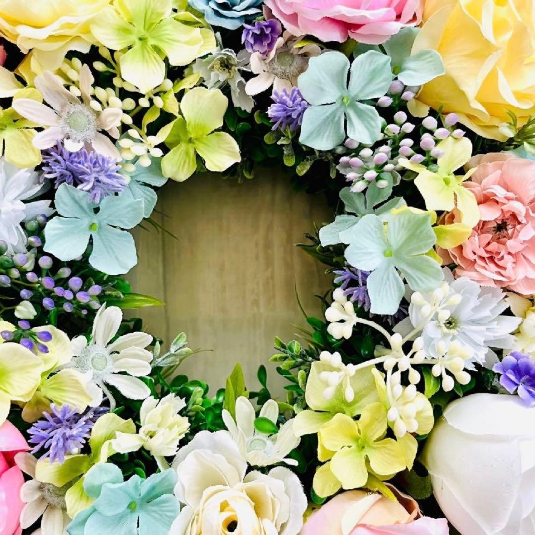 春リース 春まち パステル ローズ イースター 春色 野花 イースター119