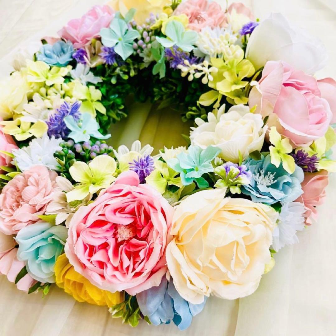 春リース 春まち パステル ローズ イースター 春色 野花 イースター119