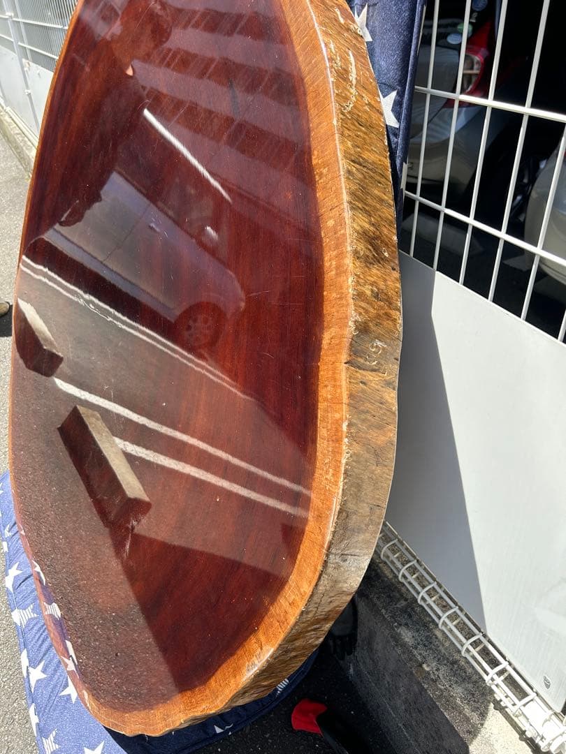 一枚板座卓　紫檀　丸テーブル　ダイニングテーブル