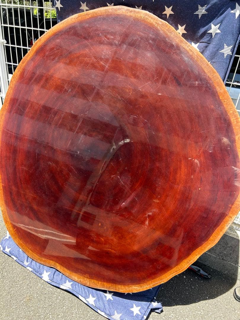 一枚板座卓　紫檀　丸テーブル　ダイニングテーブル