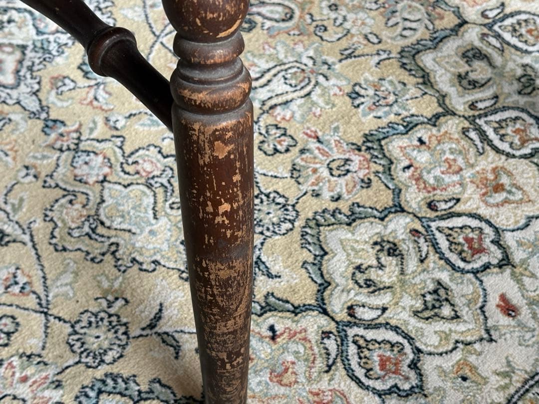 レザースツール　リベット打ち　ろくろ脚　サイドスツール　レトロ　Z