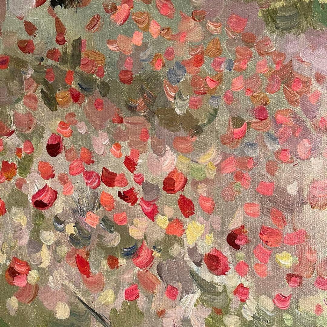 手書き油絵 クロード・モネ アルジャントゥイユのひなげし 額付 絵画 油彩画