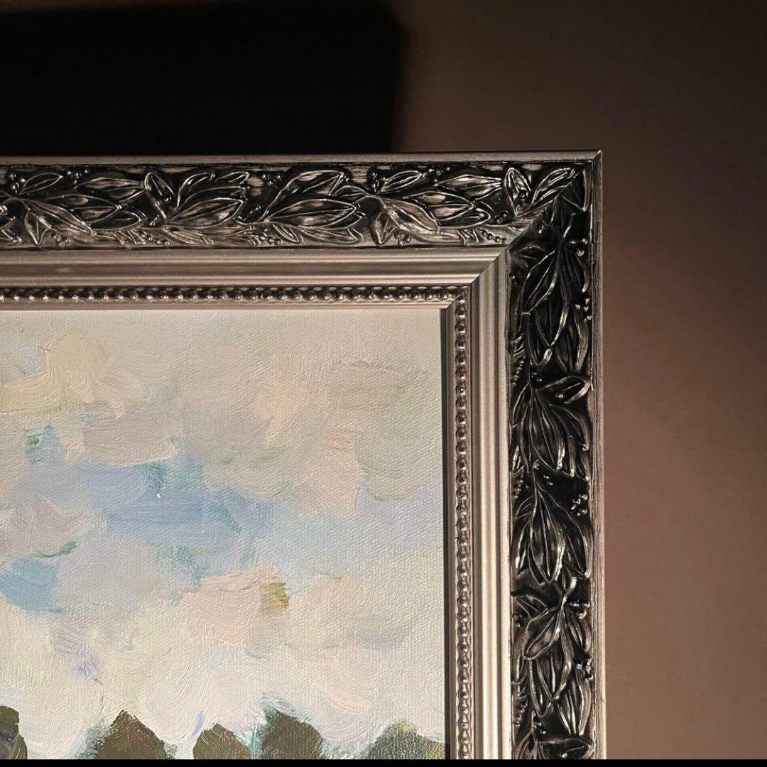 手書き油絵 クロード・モネ アルジャントゥイユのひなげし 額付 絵画 油彩画