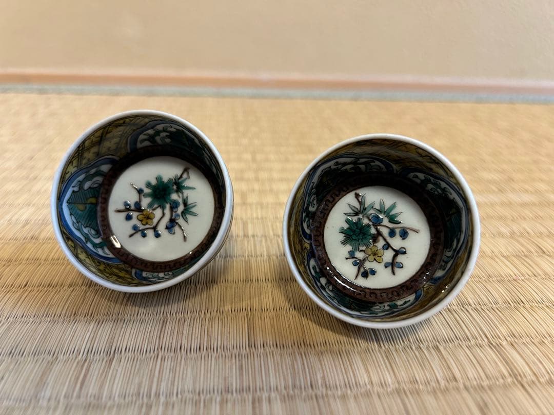 た*ん様 初代徳田八十吉　盃　共箱　昭和初期