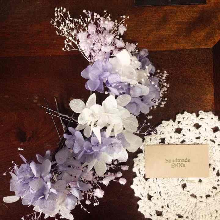 1600円 本物花 パープル 髪飾り 卒業 入学 ブライダル ウエディング