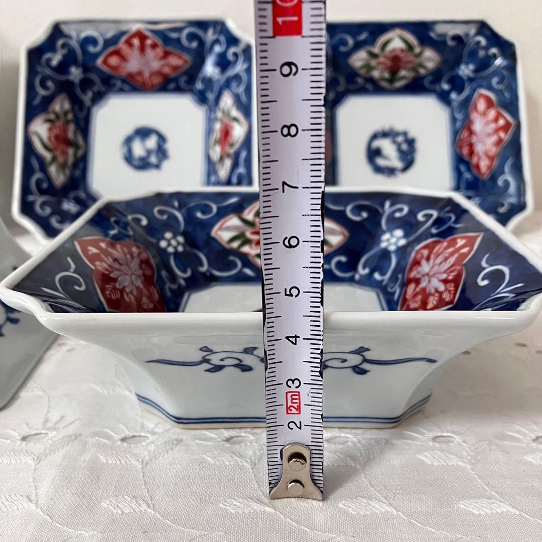 有田焼 源右衛門窯 染錦 隅切角鉢 向付