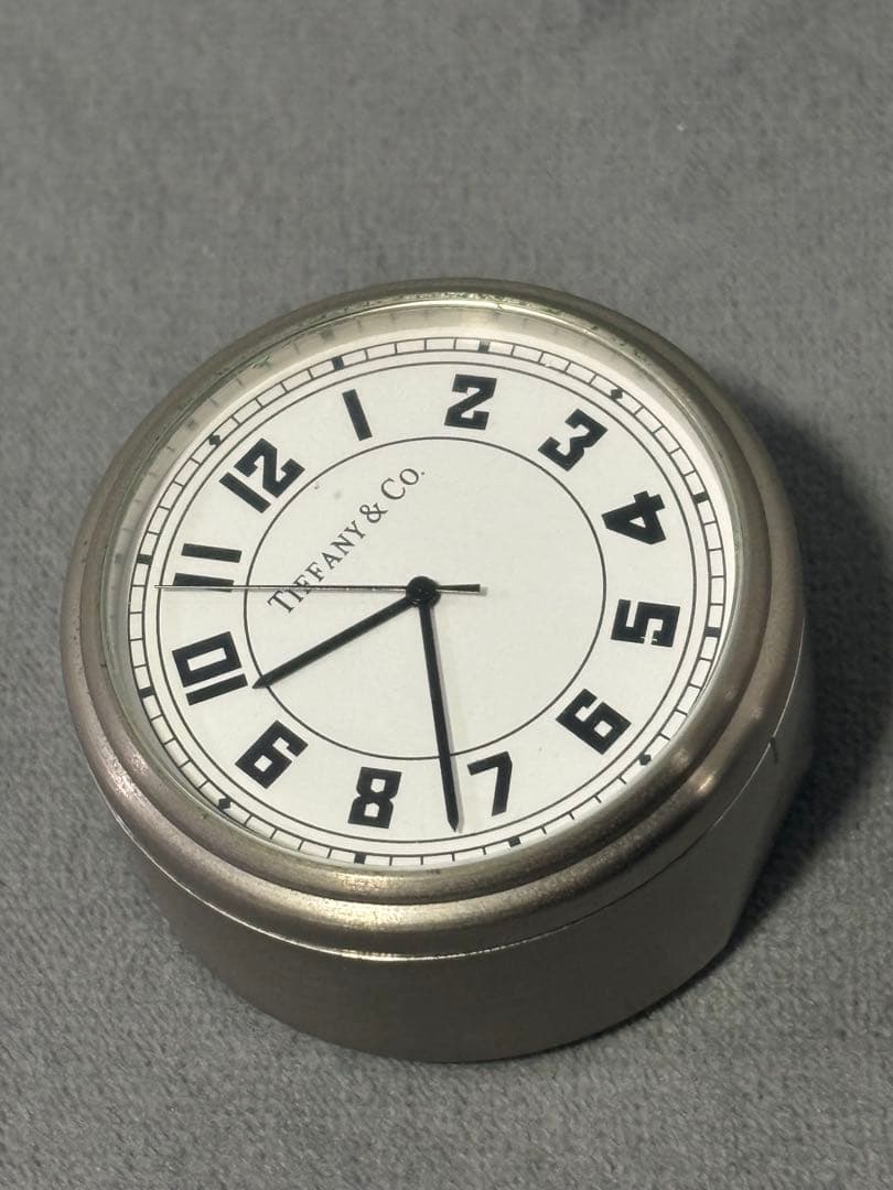 電池交換済 TIFANY&Co. ティファニー 丸型置時計 シルバー インテリア